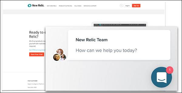 A chat example in the right hand corner of the screen asking, "How can we help you today?"