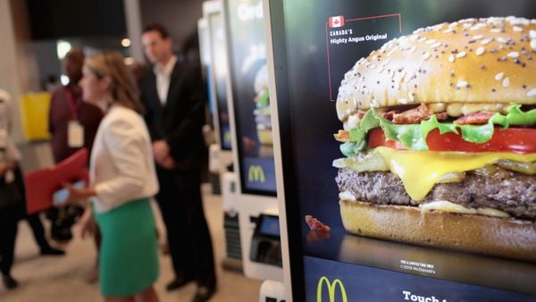 Kiosks for ordering food sit in the dining area of a McDonald&#x27;s restaurant located inside the company&#x27;s new corporate headquarters on June 4, 2018 in Chicago, Illinois.